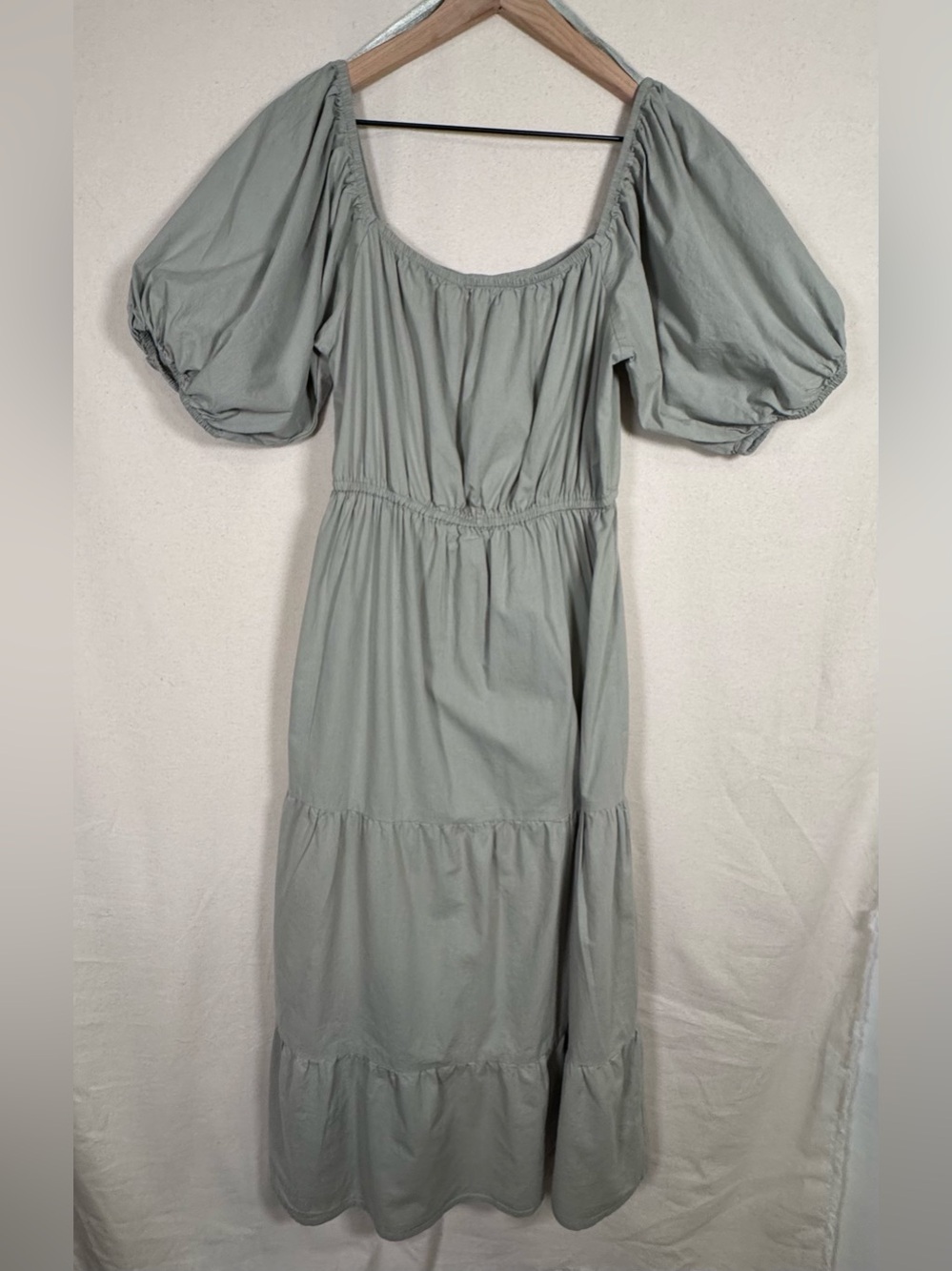 Sage Puff-Sleeve Tiered Maxi Dress - Women, Peasant, Milkmaid, Country Cowgirl